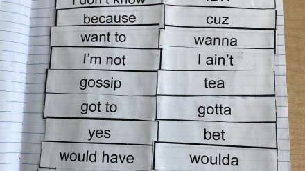 Concept sort of slang words vs. non-slang words