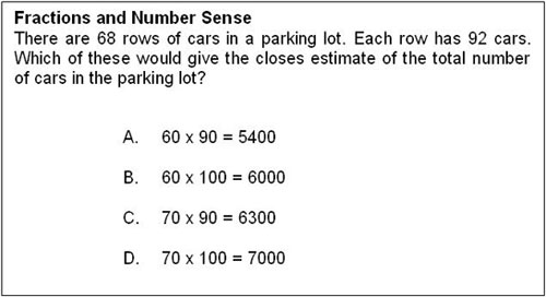 A multiple choice question using fractions and number sense