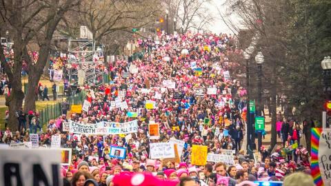 Women marching in 2017 in DC