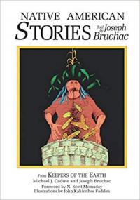 Illustration of Native American woman dropping ears of corn into a basket