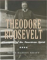 Sepia photograph of Theodore Roosevelt in front of his home