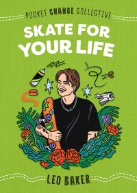 Young skateboarder surrounded by plants and skate equipment