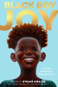 Joyful African American boy smiling brightly