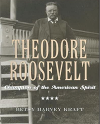 Teddy Roosevelt standing next to a rocking chair