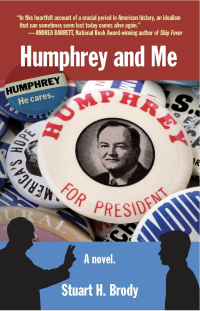 book cover with political badge "Humphrey for President" and outlines of an older and younger man talking to one another