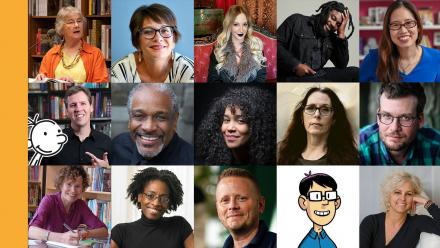 Collage of portraits of top middle grade and YA authors