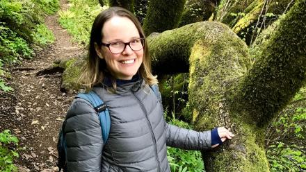 Graphic novelist Raina Telgemeier in a Pacific NW forest
