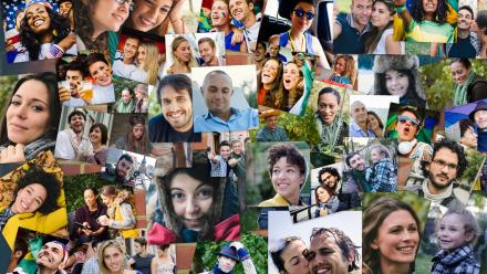 Various family pictures laid upon one another