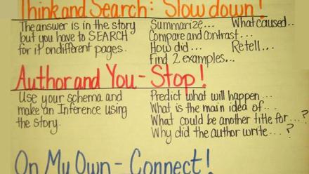 Teacher created anchor chart for QAR 