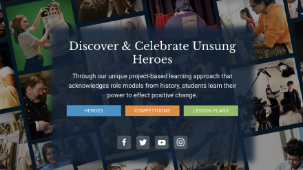 pictures of students involved in learning exercises with title of website