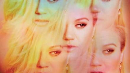 repeating picture of Kelly Clarkson layered over one another; album cover for Piece by Piece
