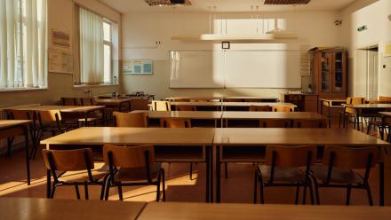 Classroom at high school without people.
