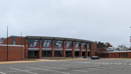 wide lens of a high school building