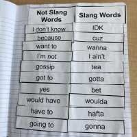Concept sort of slang words vs. non-slang words