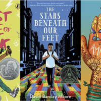 Three book covers of MG and YA books.