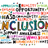 inclusion word cloud in colorful typsets