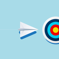 A graphic of a paper airplane headed toward a bullseye